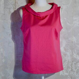 Talbots Hot Pink Sleeveless Cowl Neck Blouse Top Knit Stretch Women's L